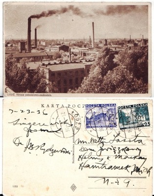 Łódź Strona południowo - zachodnia 1936r. fabryki