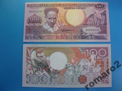 Surinam Banknot 100 Guldenów P-133b UNC 1988 !