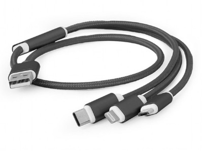 Kabel USB 1m 3in1 ładowanie micro usb usb c apple