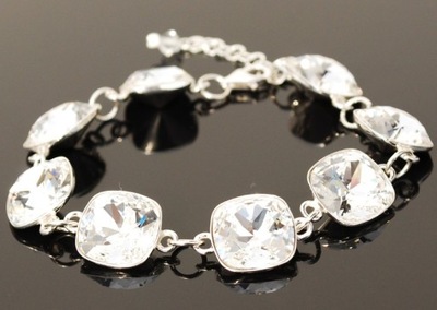 BRANSOLETKA Z KRYSZTAŁAMI SWAROVSKI KWADRATY