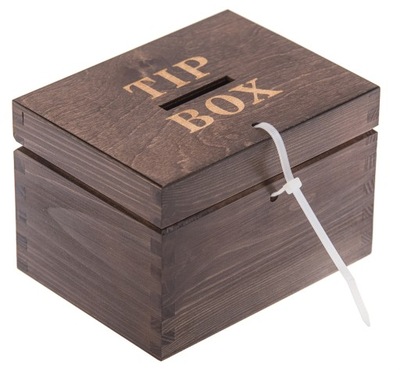 PUDEŁKO drewniane TIP BOX SKARBONKA napiwek GRAWER