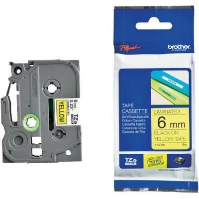 Taśma Brother TZe-611 6mm czarny na żółtym