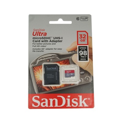 SANDISK KARTA microSD 32GB Ultra SDHC C10 A1 98MB