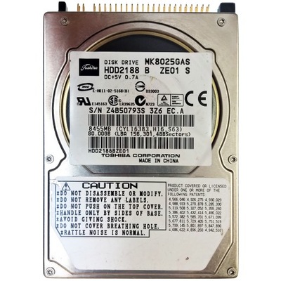 TOSHIBA MK8025GAS | HDD2188 B ZE01 S | dawca VsN