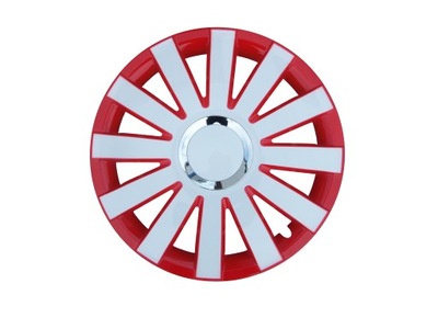 WHEEL COVERS 13 WHITE COLOR RED FIAT PANDA SEICENTO PUNT  