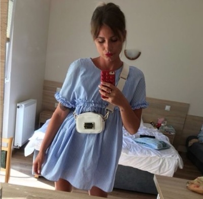 ZARA 34/XS SUKIENKA-KOMBINEZON Z FALBANKAMI BŁĘKIT