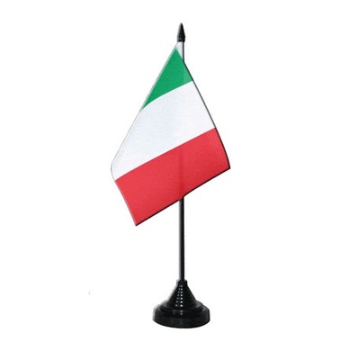 Flaga na biurko WŁOCHY 10x15 cm Stojak 30 cm Flagi Włoch