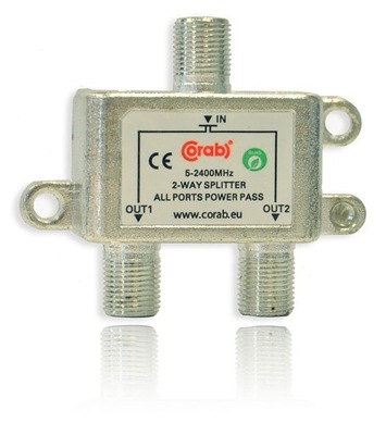 Rozgałęźnik sygnału splitter 5-2400Mhz 2 wyjścia power pass CORAB