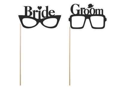 Karteczki do Zdjęć Okulary Bride Groom 2szt Ślub