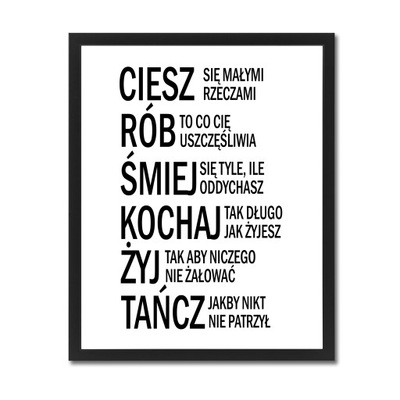 Obraz z napisami Plakat Motywacyjny Żyj Kochaj Ramka XL Typograficzny Cytat