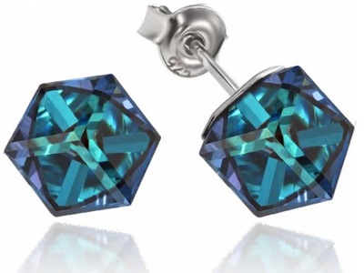 KOLCZYKI Z KRYSZTAŁAMI SWAROVSKI KOSTKA 6mm BBL