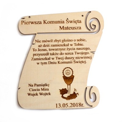 Papirus - grawerowane podziękowanie na sklejce