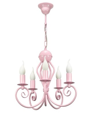 Różowy żyrandol lampa wisząca do pokoju dziecięcego KLIWAS 5 różowa lampa