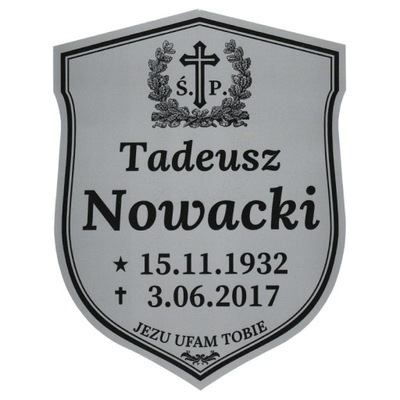 Tabliczka nagrobkowa, nagrobna na cmentarz,srebrna