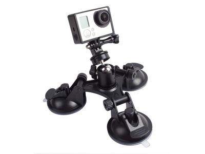 POTRÓJNA PRZYSSAWKA na szybę do GoPro kamery telefonu GWINT 1/4 cala aparat