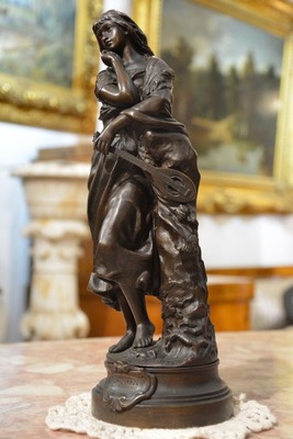 Piękna Oryginalna figura z brązu Gaudeza k.XIXw