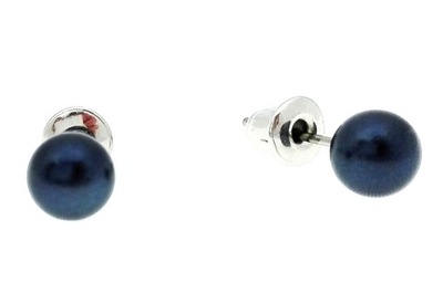Kolczyki perełki perły 6 mm Granatowy -11