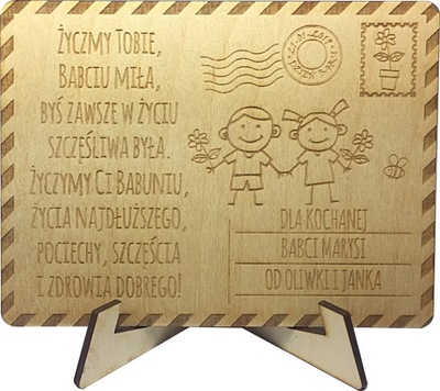 KARTKA drewniana DZIEŃ BABCI DZIADKA prezent magne