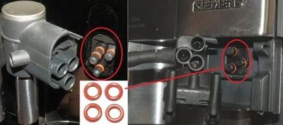 Uszczelki złącza przystawki dyszy spieniacza mleka ekspres Siemens EQ9 EQ.9