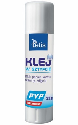 Klej w sztyfcie 21g Tetis PVP bezbarwny Super Mocny 1 sztuka