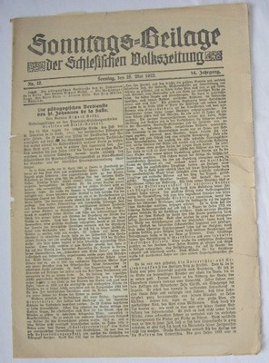 1922 ŚLĄSK BRESLAU DODATEK SCHLESISCHE VOLKSZEITUNG