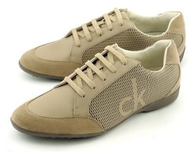CK Calvin Klein _ sneakers skóra naturalna beżowa