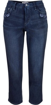 Spodnie damskie jeansy 7/8 granatowe bonprix 34