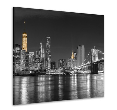 OBRAZ 100x100 Miasto Most Nocą New York WZORY
