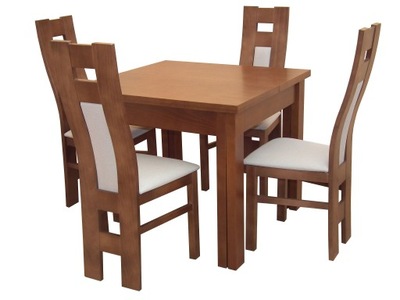 rozkładany stół 90x90 do 330 + 4 wygodne krzesła