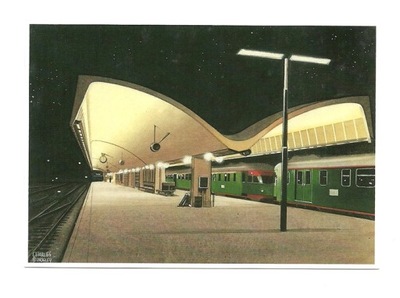 Pocztówka - Ch. Burki, Peron na dworcu kolejowym w Rotterdamie