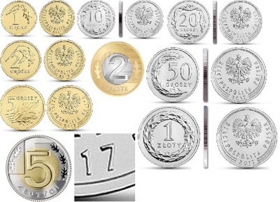 Komplet 9 monet 1 2 5 10 20 50 gr 1 2 5 zł 2017 r.