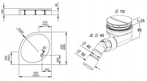 RADAWAY PATMOS КОМПАКТНЫЙ ДУШЕВОЙ ПОДДОН 90x90 ДОМ + SY