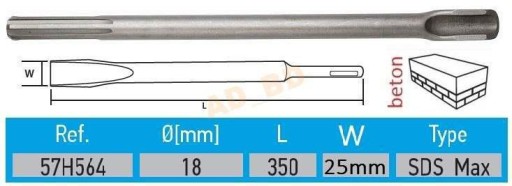 Dłuto do bruzdowania bruzdownikSDS Max 18x25x350mm