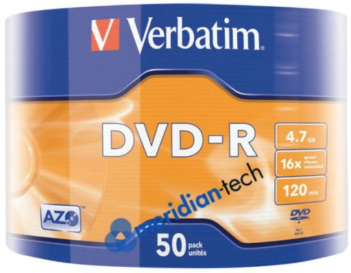 VERBATIM DVD-R диски 4,7ГБ 16x100шт серебро AZO