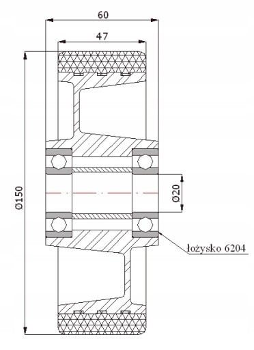 АЛЮМИНО-ПОЛИУРЕТАНОВОЕ КОЛЕСО 150x47мм 400кг A70P