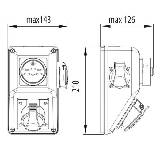 Rozdzielnica stacjonarna R-BOX KOMPAKT 1x32A/5P 1x250V, wył. L/P B.325/1/LP