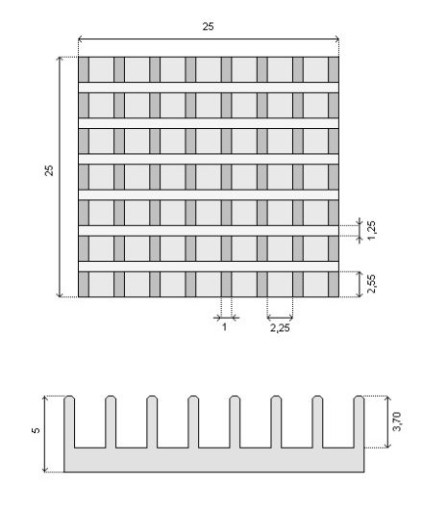 RADIATOR 25 x 25 x 5 mm aluminiowy srebrny (3900)