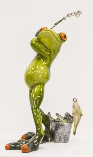 Figurka dekoracyjna żaba wędkarz 18x12x8 118554