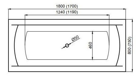 ПОЛЬША POLIMAT прямоугольная ванна INES 180x80 +корпус+сифон