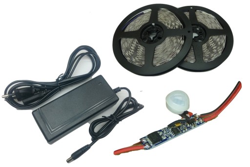 ZESTAW taśma 600 LED 10m ciepły zimny zasilacz PIR