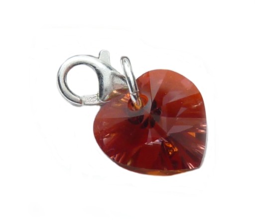 подвески HEART Swarovski RED MAGMA кулон серебро