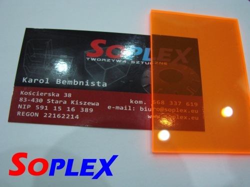 500x300 3 мм POWED PLEXI FLUO ОРАНЖЕВЫЙ PLEXA