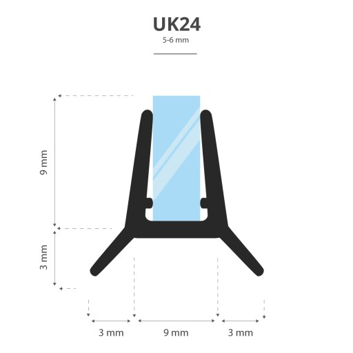 Уплотнитель для душевой кабины 30 см UK24-06