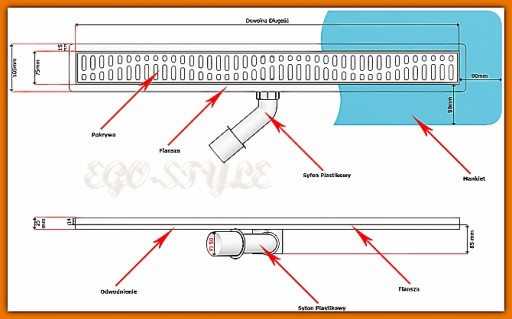 KESMET Odpływ Liniowy 70 cm ruszty 10 wzorów STAL