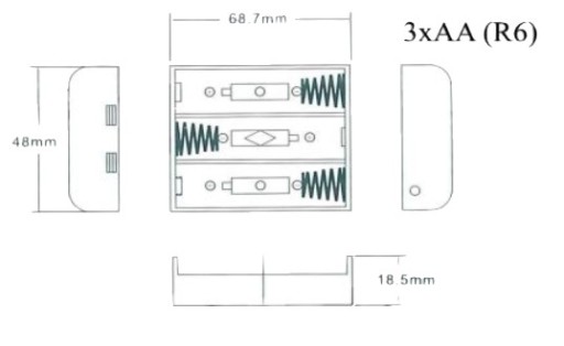 КОРЗИНА ДЛЯ БАТАРЕИ 3x AA R6 ПЕРЕКЛЮЧАТЕЛЬ 3R6