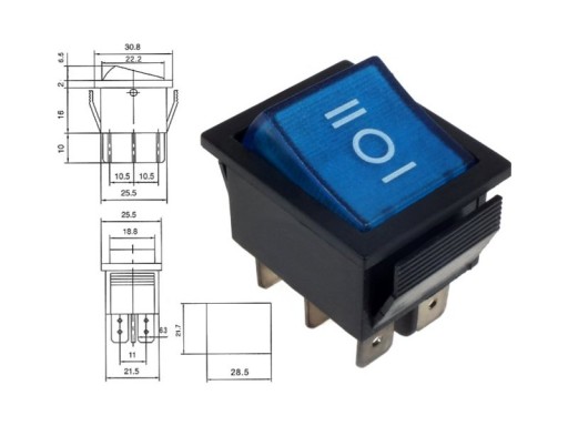 ПЕРЕКЛЮЧАТЕЛЬ С ПОДСВЕТКОЙ 6-контактный 3-позиционный DC 20A 12V