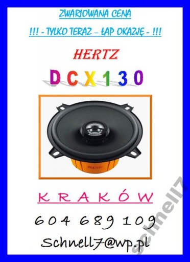 HERTZ DCX 130.3 GŁOŚNIKI SAMOCHODOWE 13cm 40-80W