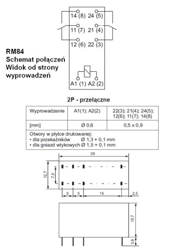 RELPOL RM84 СИЛОВОЕ РЕЛЕ 48В постоянного тока 8А 2П JQX-115F