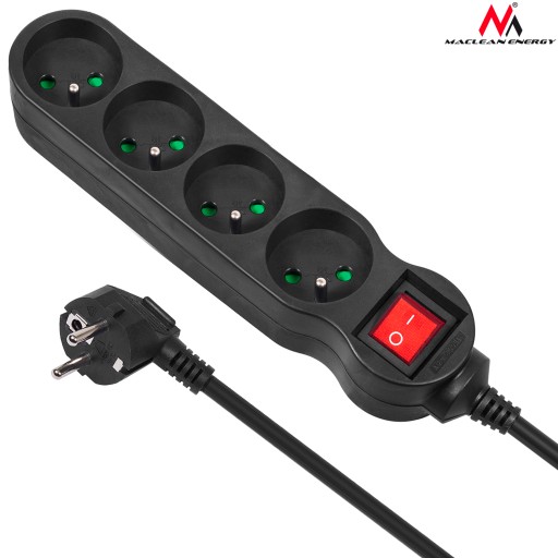 MACLEAN POWER STRIP 4 РОЗЕТКИ 1,4 м 2300 Вт