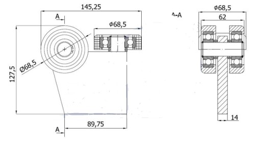 WÓZEK JEZDNY DO BRAMY Z PROF. 80x80x5 rolki